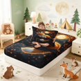 thumbnail image 4 of Erosebridal Fox Twin Fitted Sheet for Boys Girls, Moonlit Night Bedding, 2-Piece 1 Fitted Sheet and 1 Pillowcase, 4 of 6