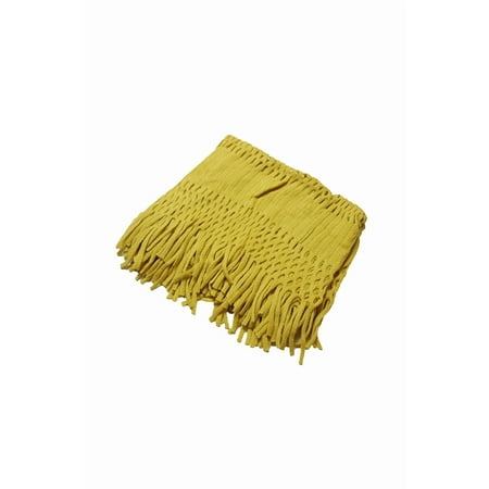 1 Women's Fringe Knitted Cutout Infinity Loop Scarf Mustard