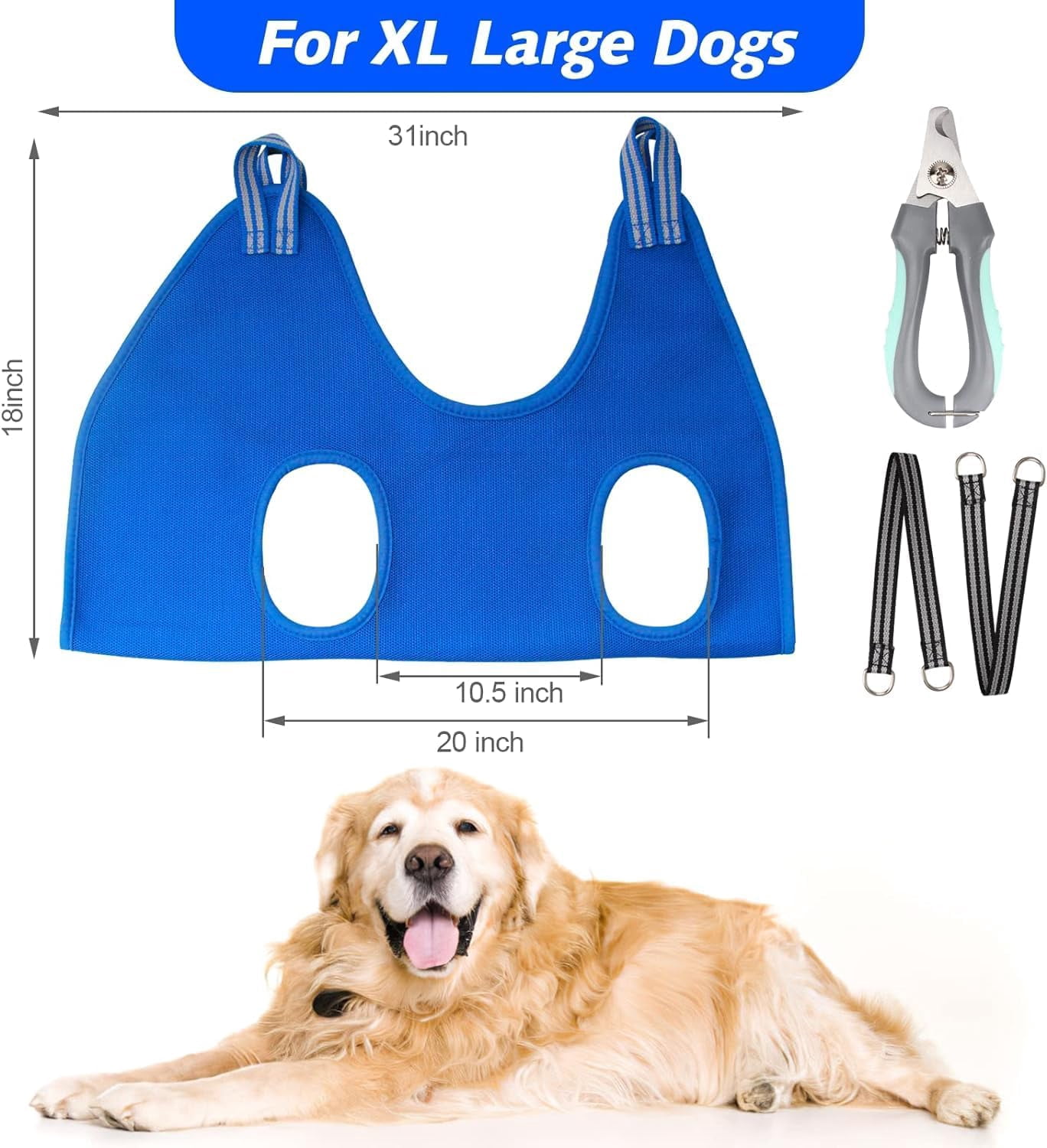 Dog Grooming Hammock Harness for Pet Nail Trimming, with Nail Clippers/Nail Trimmers/Grooming Scissors for Nail Trimming, Pet Grooming Sling Helper