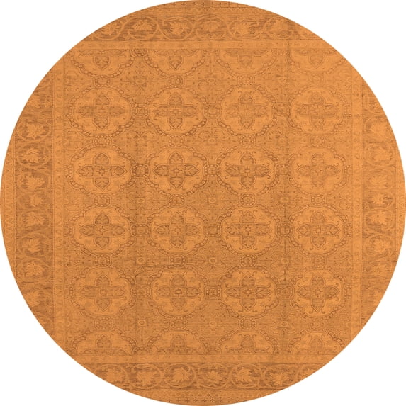 Ahgly Company Indoor Round Oriental Orange Industrial Area Rugs, 8' Round