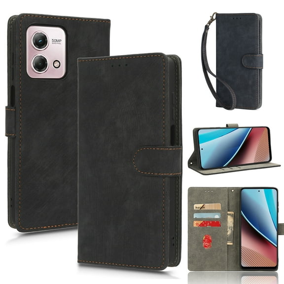 Wallet Case for Moto G Stylus 4G 2023,with RFID Blocking Credit Card Holder, with Wrist Strap PU Leather Magnetic Folio Kickstand Shockproof Women Men Phone case, Black