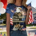 thumbnail image 2 of mgoYE Women Shirt 250th Anniversary USA Flag Shirt Womens American Flag Shirt 4th of July T-Shirt Patriotic Short Sleeve Tee USA Flag Stripe Star Summer Blouse Tops|Khaki 2XL, 2 of 7