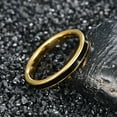 thumbnail image 2 of Gold Tungsten Black Enamel Inlay Polished Edge Comfort Fit Ring for Women, 2 of 3