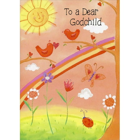 Freedom Greetings Birds, Butterfly & Ladybug: Godchild Valentine's Day Card