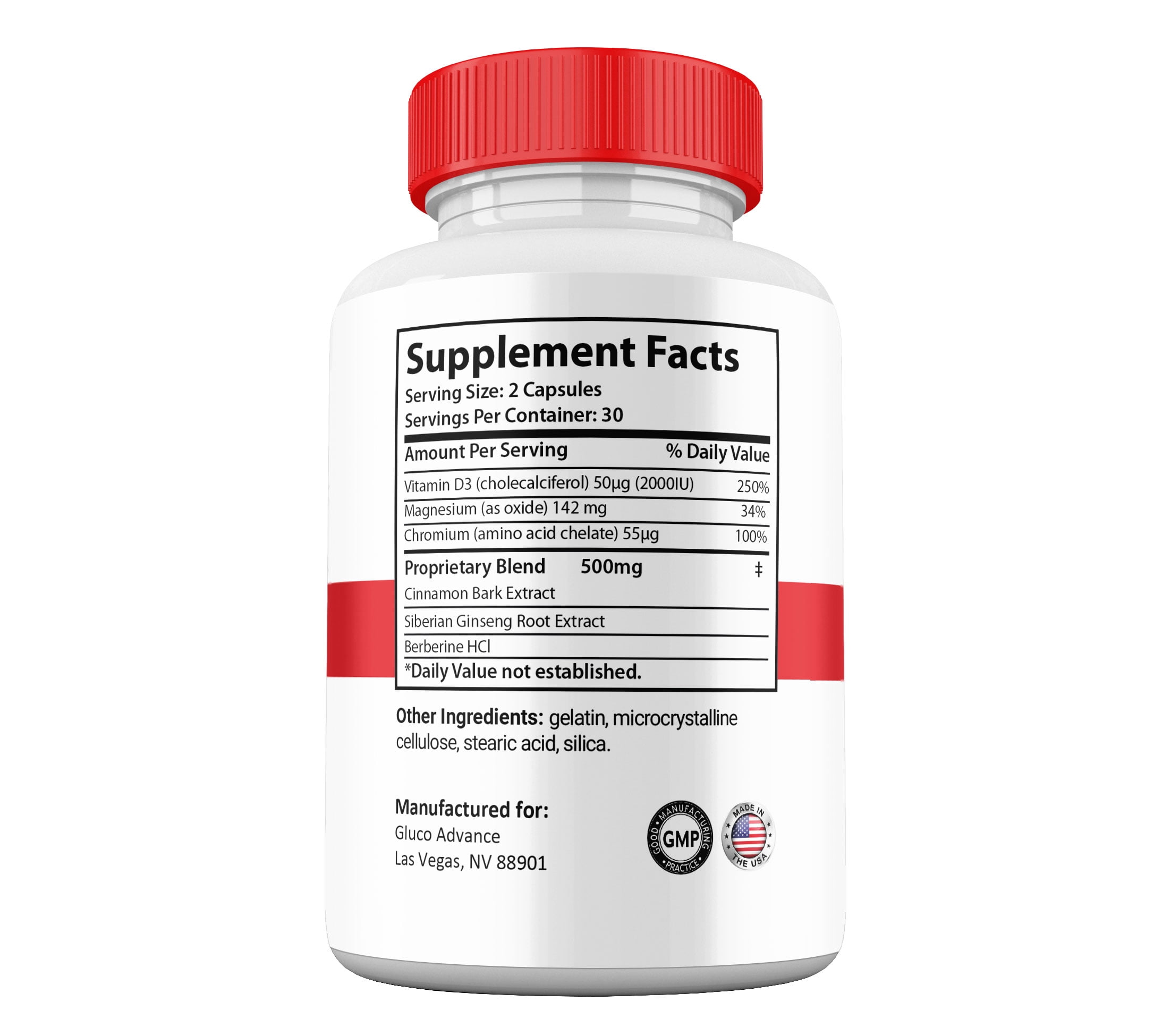 Gluco Advance Capsules, Gluco Advanced Pills Blood Support Supplement Maximum Strength, All Natural Glycogen Formula (2 Pack)