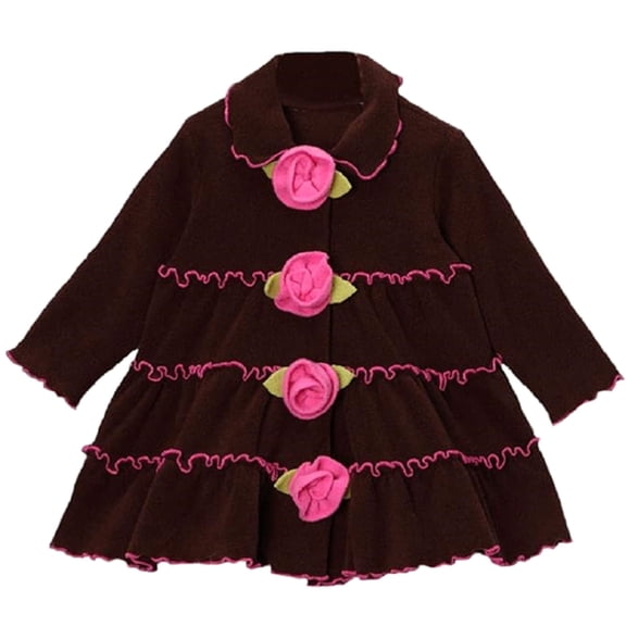 Muliberri Bush Brown Tiered Little Girls Ruffled Jacket-Large (6)