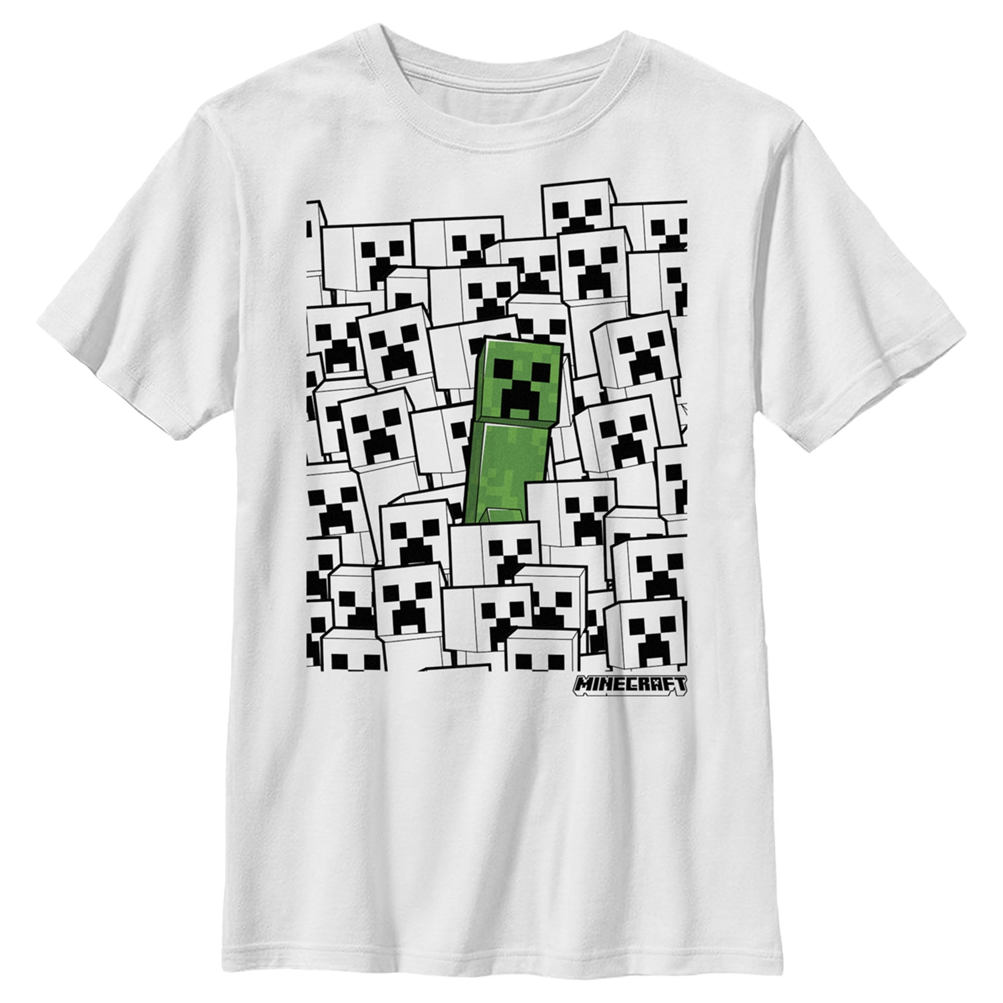 Boy s Minecraft Stand Out Green Creeper T Shirt White X Large