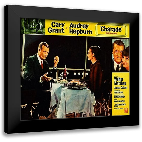 Hollywood Photo Archive 13x12 Black Modern Framed Museum Art Print Titled - Cary Grant - Charade - Lobby Card