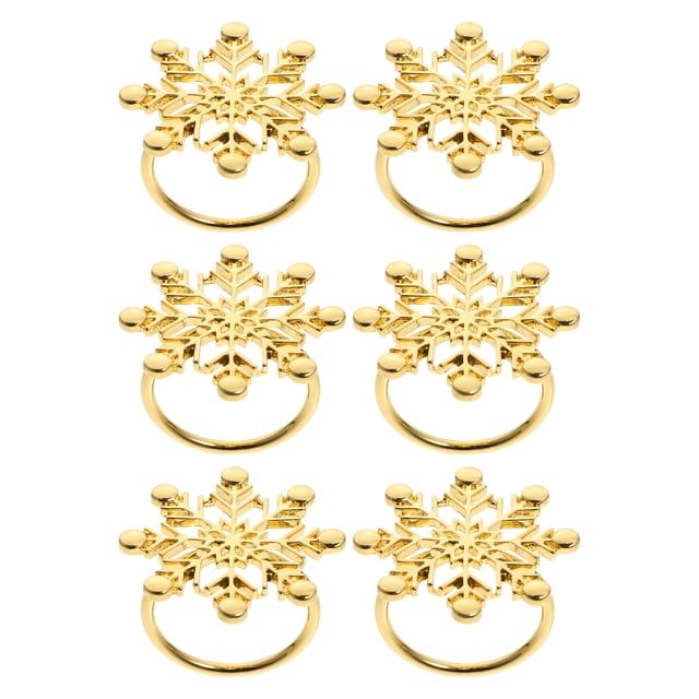 6 anillos para servilletas navideños y hebillas para decorar la mesa del comedor (dorados)