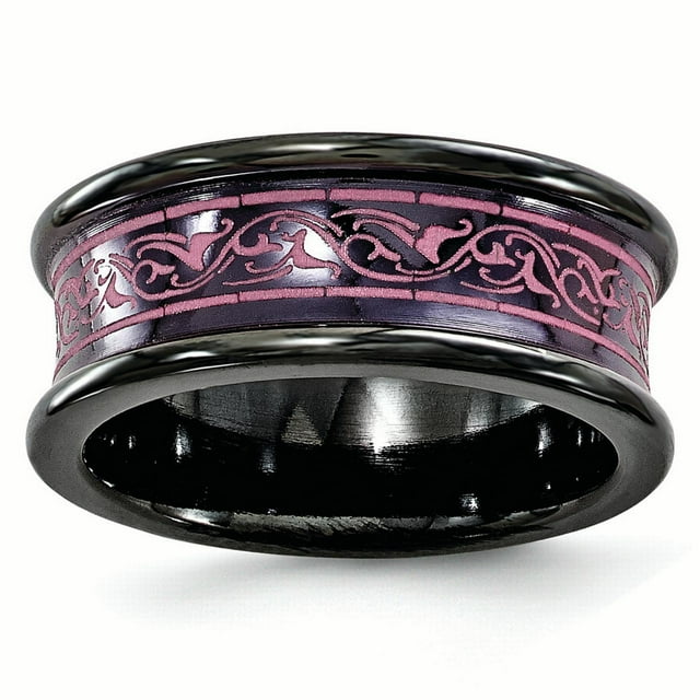 Edward Mirell Noir Ti Concave Anodisé Rose Bande 8mm Taille 9.5