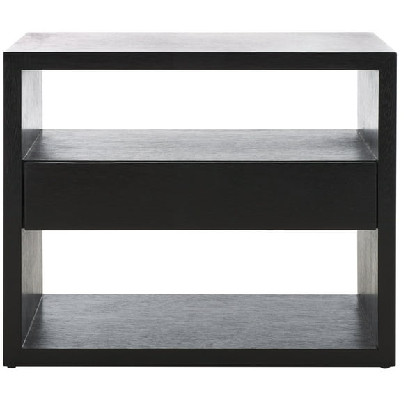 SAFAVIEH Munson Amish 2 Shelf 1 Drawer Nightstand, Black (27 in. W x 15 in. D x 22 in. H)
