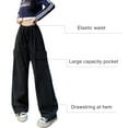 thumbnail image 2 of Women's Pants Gothic Y2k Cargo Baggy Wide Leg Vintage Casual Harajuku Trousers for Girls Streetwear, 2 of 5