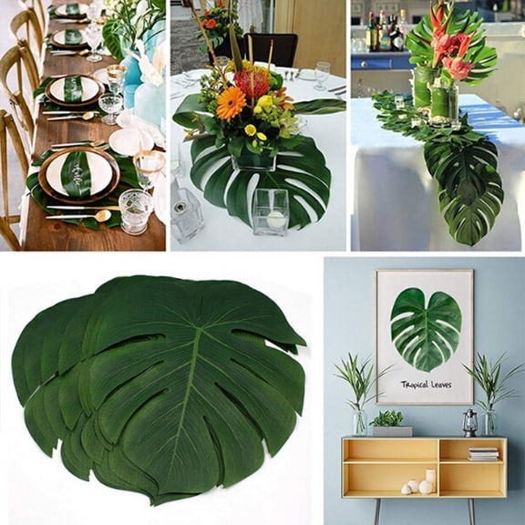 Bouquet Of Flowers Artificial Leaf Tropical Decoration Theme Party Imitation 36Pcs Home Decor,Green Household Imitation