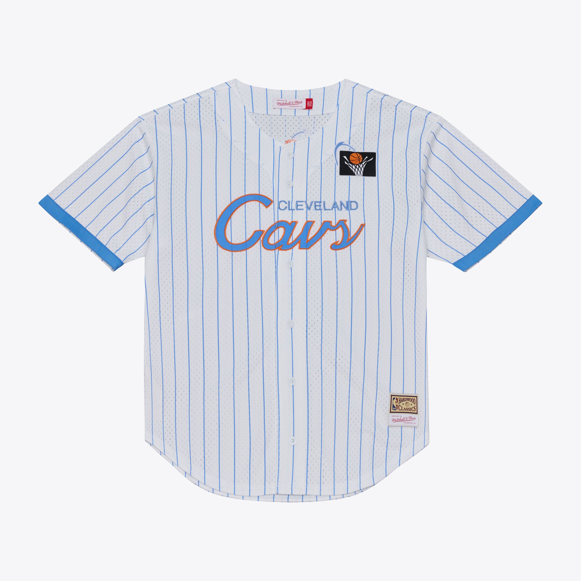 Men's Mitchell & Ness White Cleveland Cavaliers Head Coach Pinstripe Mesh Full-Button Baseball Jersey