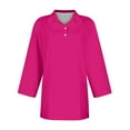 thumbnail image 3 of Pxiakgy Hot Sale!! Women's Polo Shirts 3/4 Sleeve 3-Button Cotton Cool Shirts Casual Business Collared Shirts Tops Summer Striped Print Tops Collared Down T Shirts Breathable Trendy Tunic Tops Xxl, 3 of 4