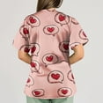 thumbnail image 6 of Scrub Top Women Black,Women's Valentine's Day Printed Loose-Fit V-Neck Pocket Short-Sleeve Nursing Scrubs Top - Red - L, 6 of 6