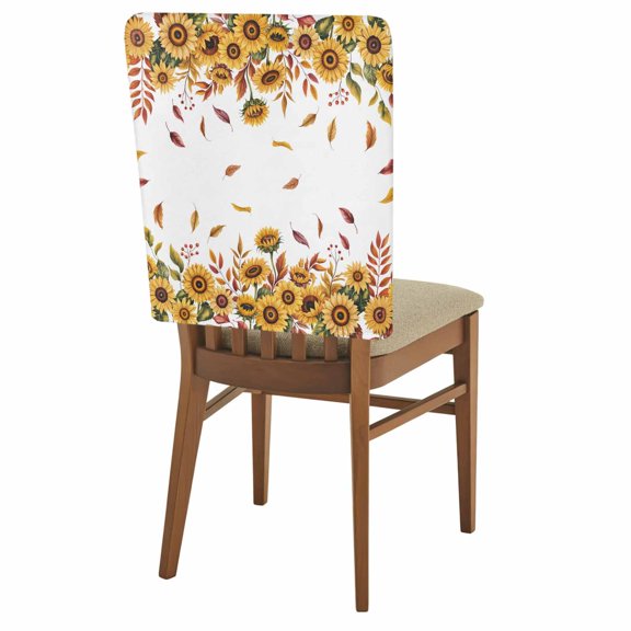 Fall Sunflower Chair Back Covers Set of 6 Thanksgiving Removable Dining Chair Slipcovers Washable Seat Protector for Restaurant Party Banquet Kichen Decor