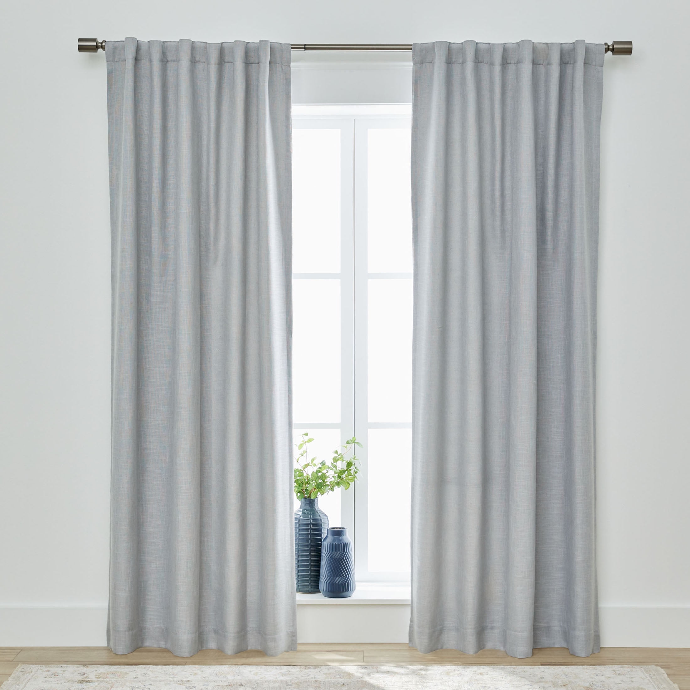 Better Homes & Gardens 100% Blackout Linen Blend Single Curtain, 50x95, Soft Silver