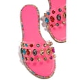 thumbnail image 5 of Liliana Pink Honnay-2 Pink Clear Rhinestone Gem Slip On Slide Mule Flat Sandals (Champagne Mesh, 10), 5 of 6