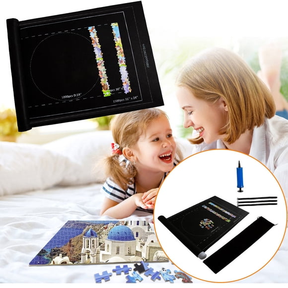 Xihbxyly Tapete Enrollable para Rompecabezas, Tubo Inflable de Firmeza Ajustable, 3 Correas de Fijación para Asegurar Los Rompecabezas, Bolsa de Almacenamiento Compacta, Fácil Almacenamiento y Organi