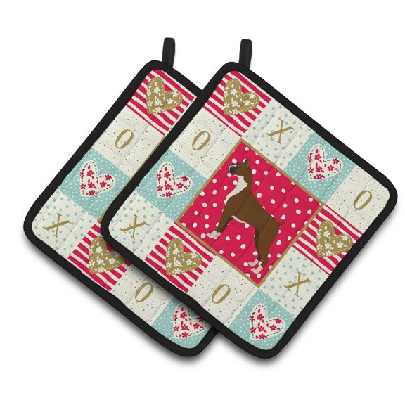 Boxer Love Pair of Pot Holders