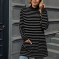 thumbnail image 5 of Nmnitkp Women's Fashion Round Neck Splicing Stripe Long Sleeve Pocket Split Loose T-Shirt Top Fall and Winter Blouse with Pockets, 5 of 9