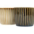 thumbnail image 3 of TRAHOO-Home & Garden Set of 2 Ribbed Planters Navy & Cream Porcelain, 3 of 4