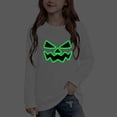 thumbnail image 5 of Glow in the Dark Halloween Shirt for Girls Pumpkin Face Graphic Long Sleeve Crewneck Pullover Sweatshirt for Kids Trick or Treat Costume Party School and Fall Wear, 5 of 10