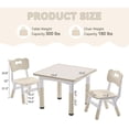 thumbnail image 3 of Kids Study Table and Chairs Set, Height Adjustable Toddler Table and Chair Set for Kids Ages 3-8, 23.6" L x 23.6" W Graffiti Desktop Plastic Children Art Table with 2 Seats, Burlywood, 3 of 5
