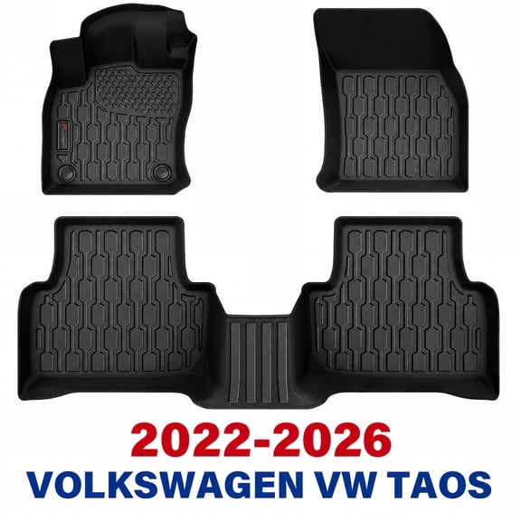 Floor Mats Compatible with 2022-2026 Volkswagen Taos( Only AWD Models ), All Weather TPE Floor Liners, Custom Fit Car Floor Mats, 1st 2nd Row, Black