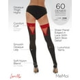thumbnail image 3 of LoveMoi Women's Peek A Boo Opaque 60 Denier Bow Accent Thigh High - Womens - Female, S-M, Black-Red, 3 of 7