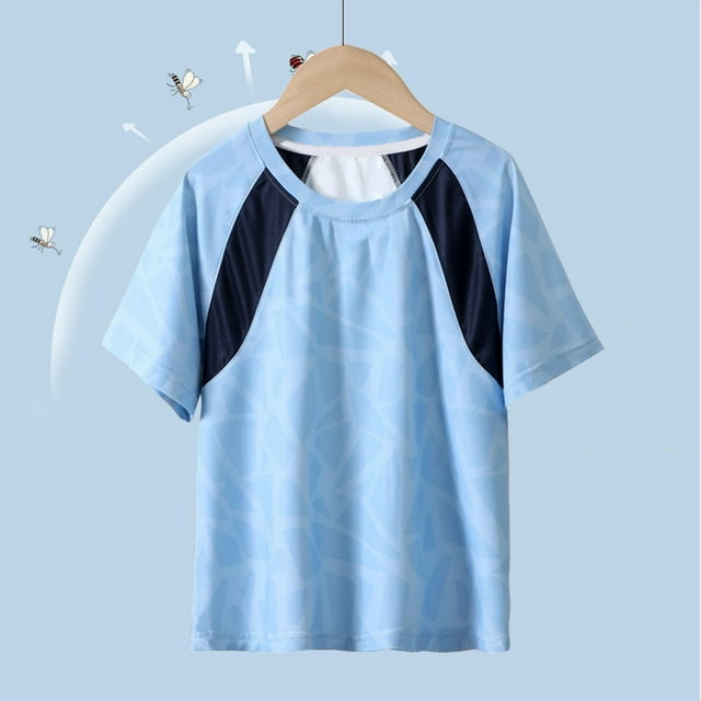 Zpanxa T-Shirts pour Filles Couleur Unie Respirant Manches Courtes Col Rond Haut de Sport Polyester 15 Ans