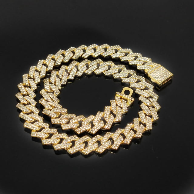 Collar de cadena de estilo cubano con cadena de oro grande de diamantes con labios de hip-hop de estilo europeo y americano