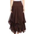 thumbnail image 2 of Sakkas Lucia Womens Bohemian Gypsy Convertible Fold Over Waist Skirt Flare Long - Brown - XL, 2 of 5