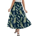 thumbnail image 3 of Yucgh Women's Tiered Flowy Midi Skirt with Drawstring High Waist, Floral Pleated Beach Skirt, Lightweight Summer Long Skirt for Casual Wear,Dark Green,L, 3 of 5