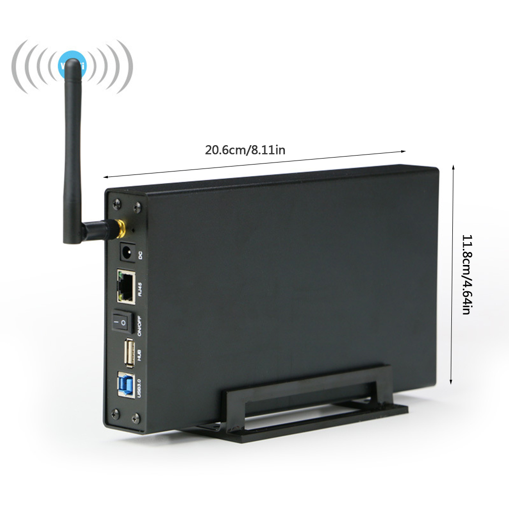 GROCKSTR BoîTier pour Disque Dur Externe Rj45 Nas WiFi Antenne Sata USB 3.0  WiFi Interface HDD HDD Box HDD 3.5- Prise UE