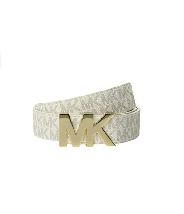 white and gold mk belt