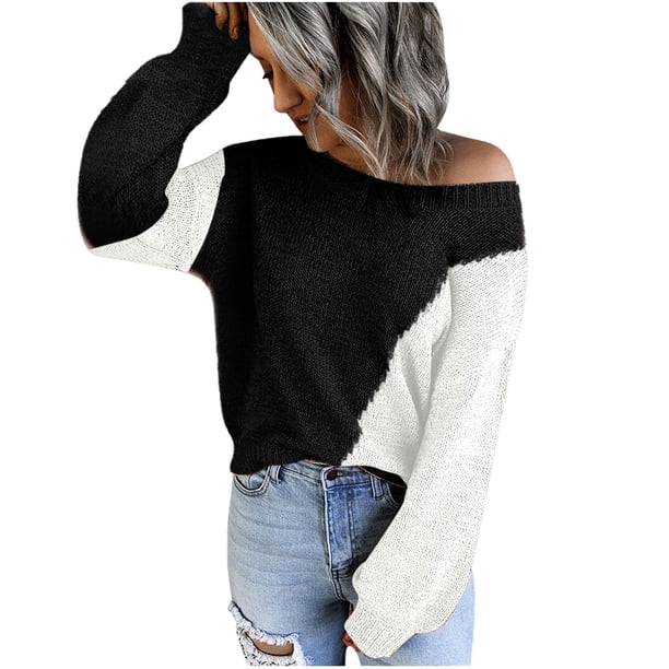 Otoño e invierno, blusa informal con cuello redondo para mujer, blusa de manga larga con retazos, suéter Fridja hjk1207