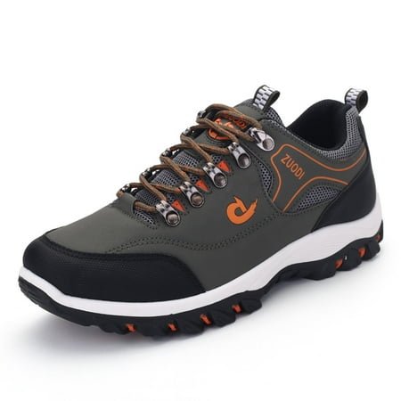 

Hiking Shoes Men Leather Comfortable High-quality Rubber Non-slip Outdoor Sports Casual Walking Shoes Men Sneakers Big Size (green 45)