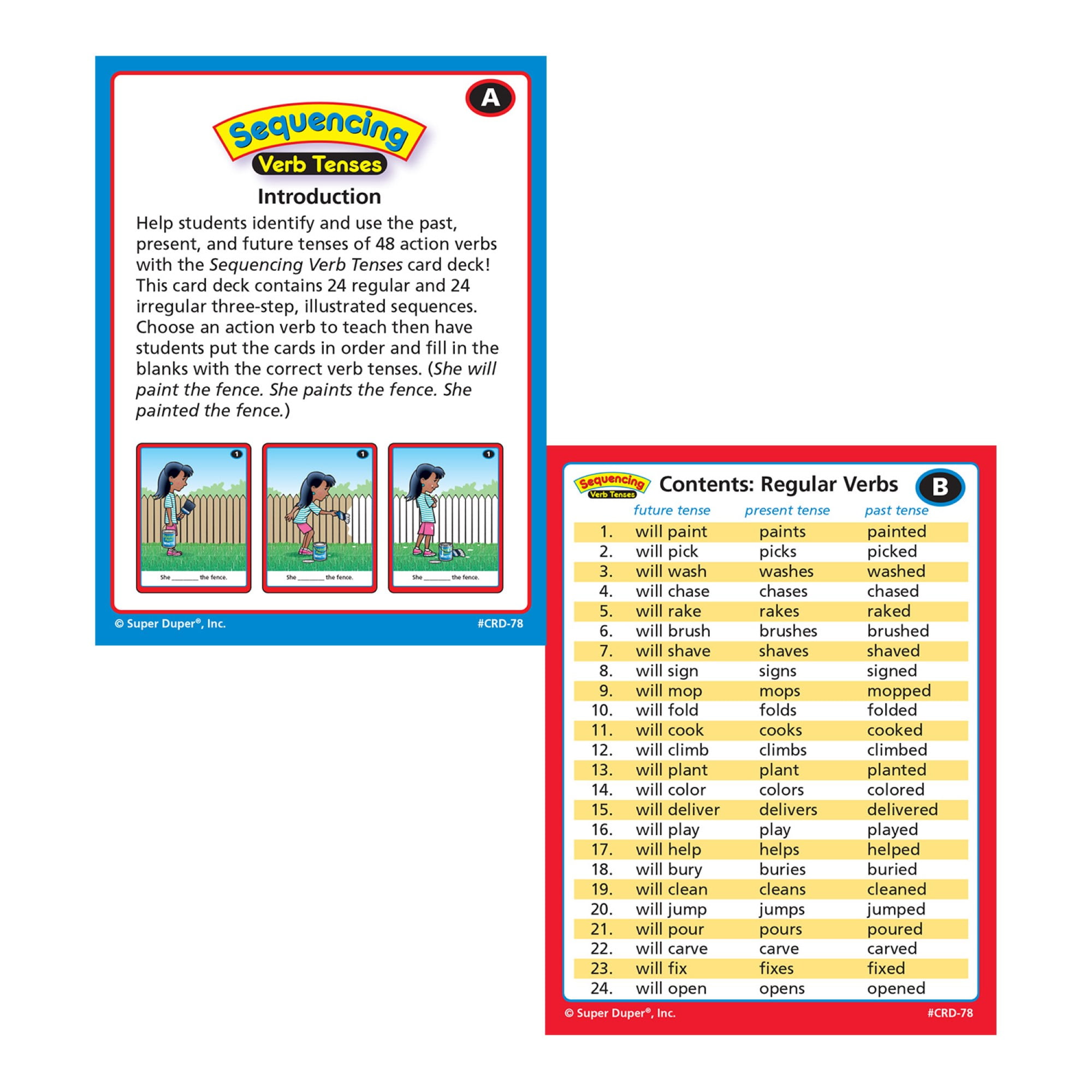 Language Learning Cards Super Duper Irregular Verbs Fun Deck Flash ...