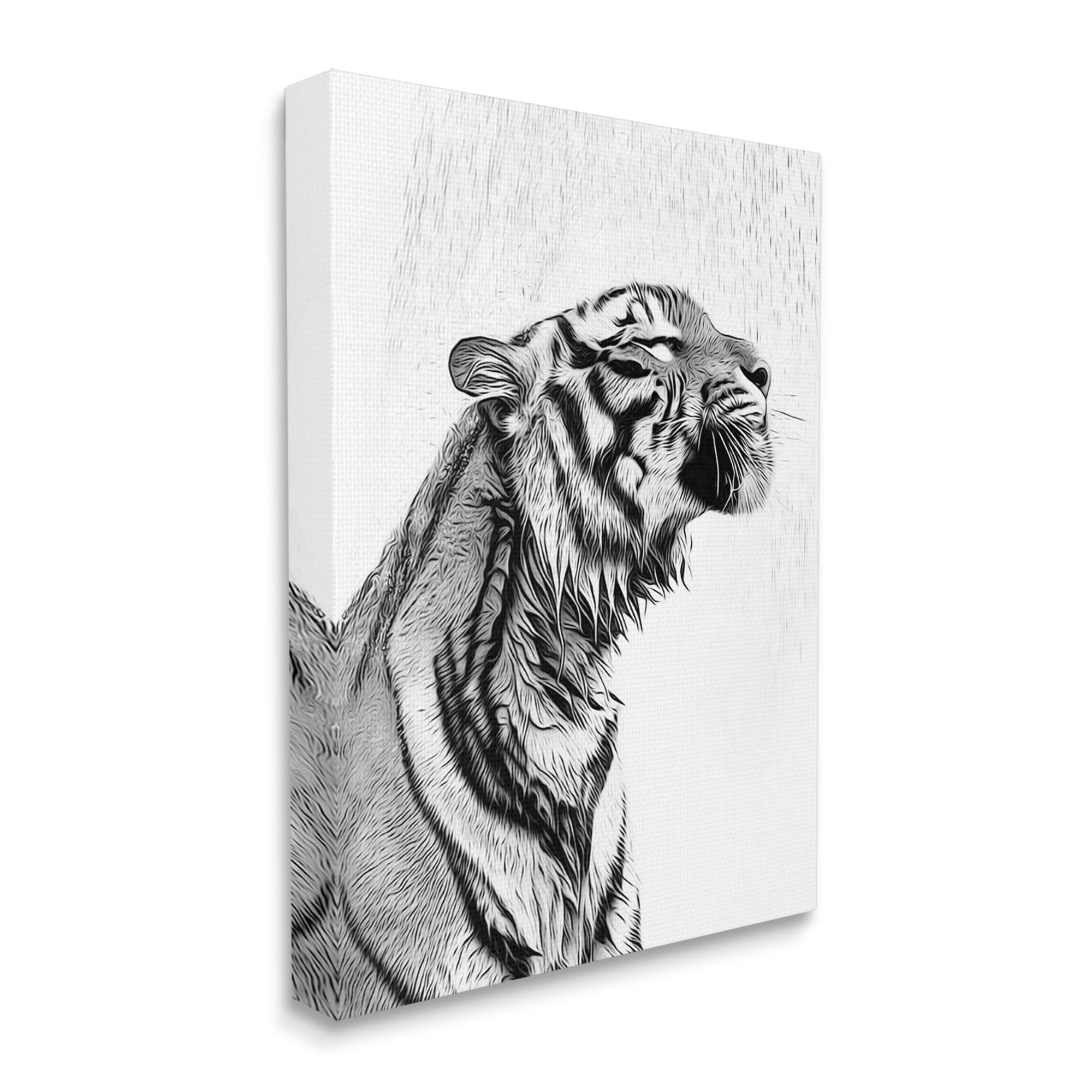 Stupell Industries Tiger Bathroom Splash Animals & Insects Painting Gallery Wrapped Canvas Art Print Wall Art, 30 x 40