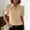 *Khaki, variant on ClodeEU Women's Collared V Neck Short Sleeve Button Shirt with Lace Trim,Casual Fitted Work Shirt for Office Black,Women's Plus L