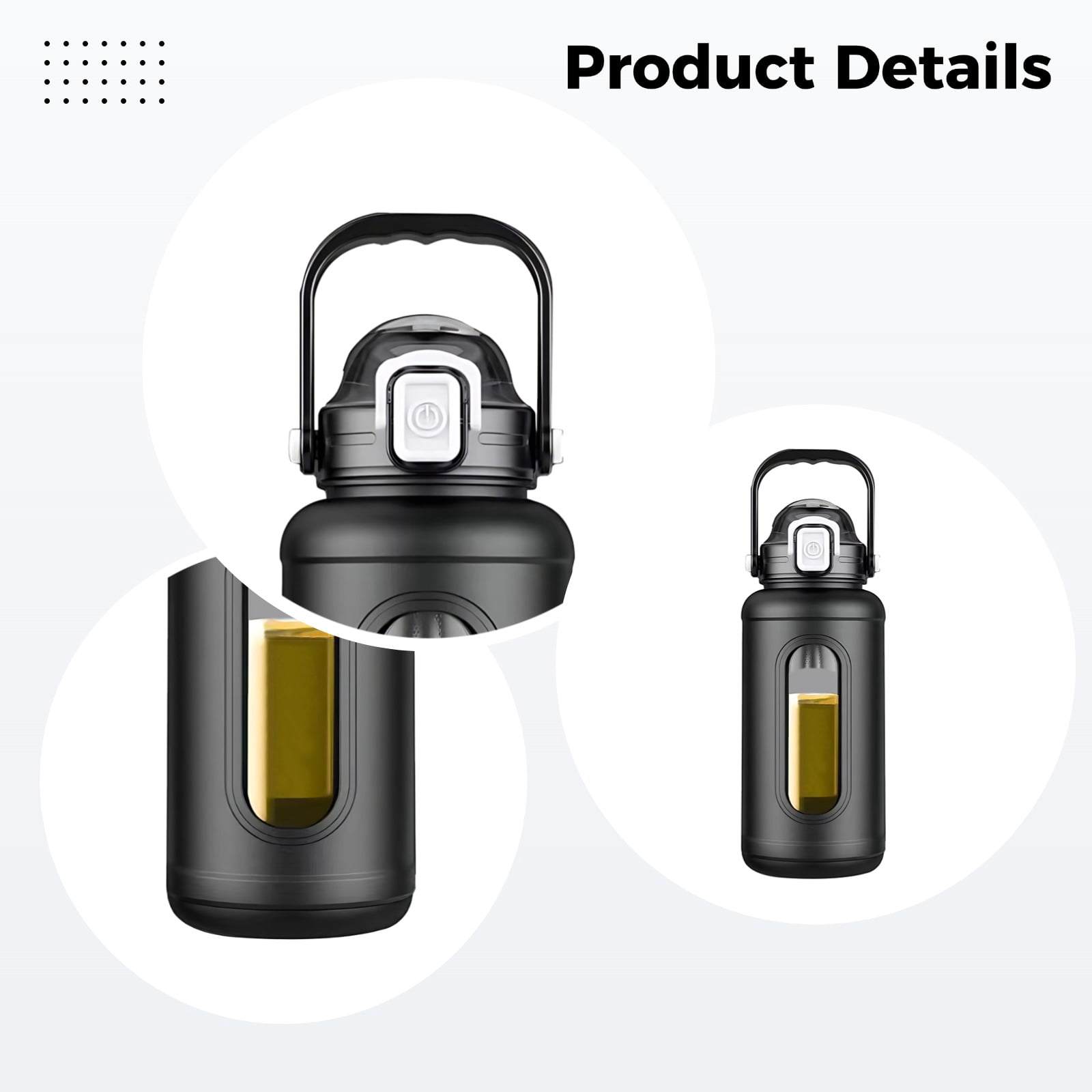 Large 34 oz (1000 mL) Glass Water Bottle, Shatter-Resistant Design, with Silicone Sleeve, Black, Dual-Purpose Straw and Spout, Ideal for Outdoor Adventures
