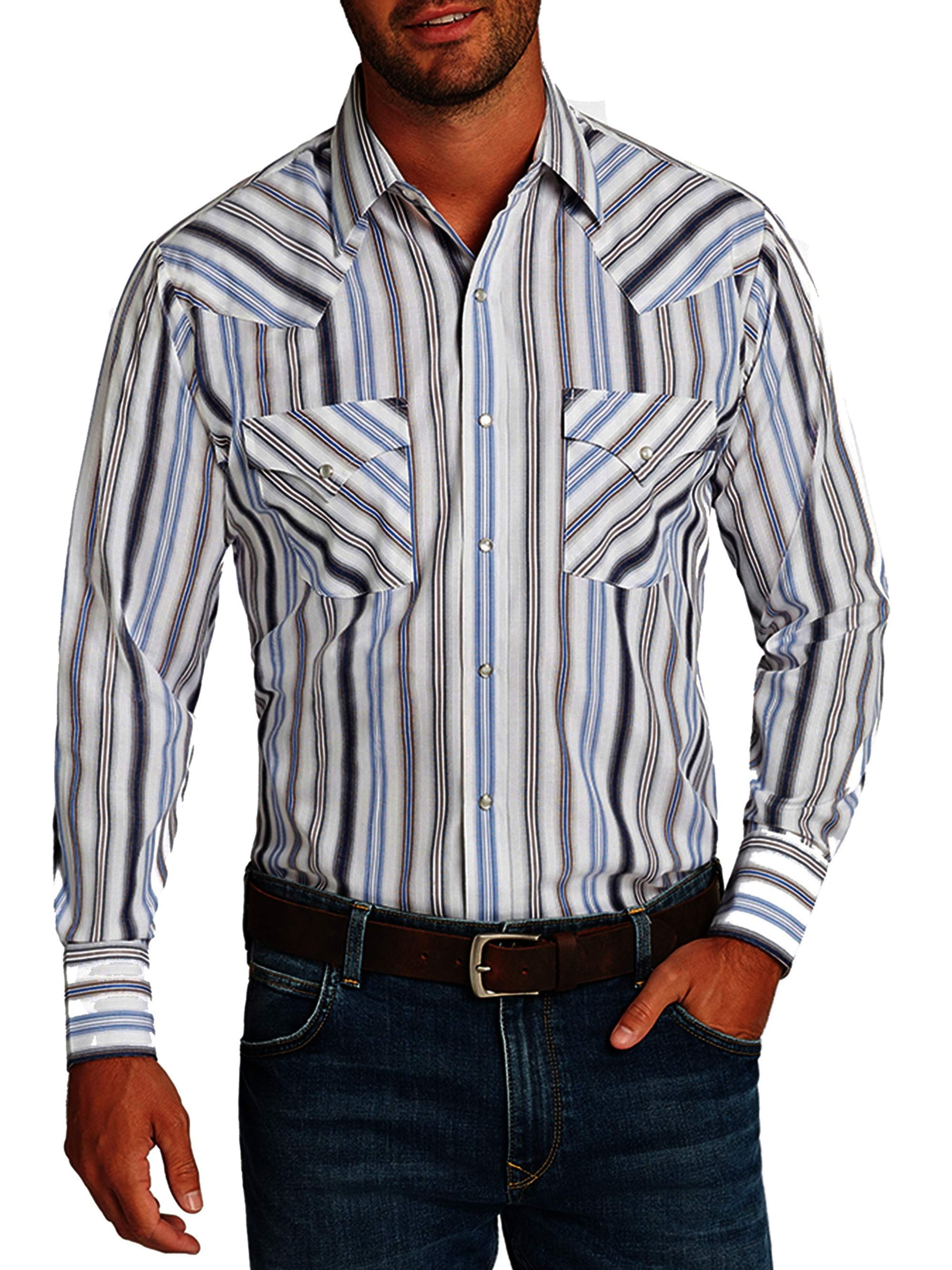 ELY CATTLEMAN Mens Long Sleeve Stripe Western Shirt
