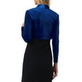 thumbnail image 4 of INSPIRE CHIC Women's Long Sleeve Open Front Velvet Cropped Bolero Shrug L Royal Blue, 4 of 7