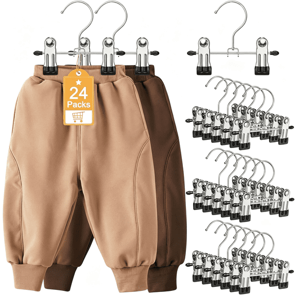 ZHZFKQ Baby Hangers Clips 360°Rotatable Toddler Kids Pants Hangers Non-Slip Space Saving Metal Hangers Children Newborn Infant Boys Girls Clothes Skirts Boots Closet Organizer Black