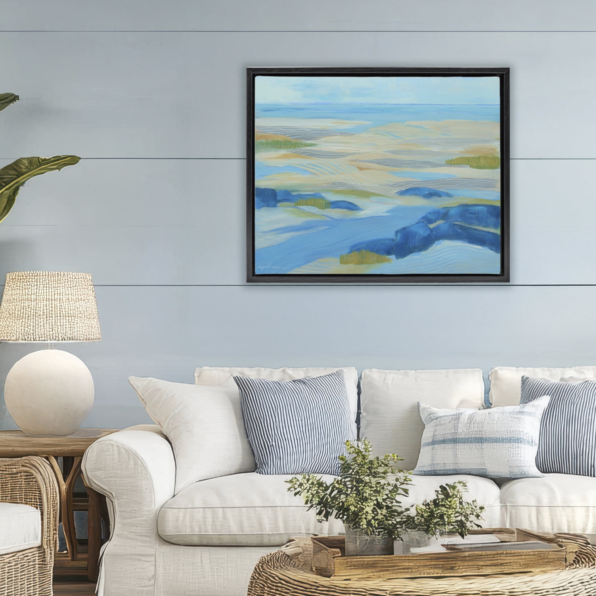 Stupell Industries Coastal Walk Among Dunes Black Framed Floater Canvas Wall Art, design by Lynn Ericson Fine Art