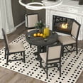 thumbnail image 6 of 5 Pieces 42-58" Extendable Round Dining Table Set with 16" Removable Leaf for 4, Dining Table with 4 Upholstered Dining Chairs, Farmhouse Wood Table Set for Dining Room, 6 of 11