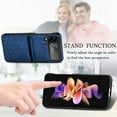thumbnail image 3 of Dteck Case for Samsung Galazy Z Flip 4 6.7" 2022, Retro PU Leather Case with Luxury Embossed Diamond Grid Anti-drop Anti-seismic Stand n Folding Design Shockproof Case For Samsung Z Flip 4, Darkblue, 3 of 12