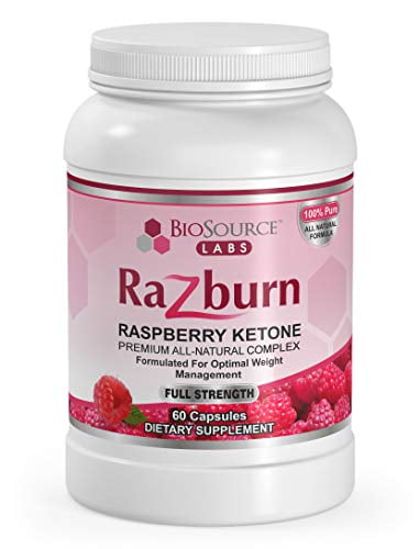 BioSource Labs Razburn - Premium, Extra Potent 100% Pure Raspberry Ketones - All-Natural Pills with Caffeine &amp; Green Tea Extract for Men &amp; Women (60 Vegetarian Capsules)